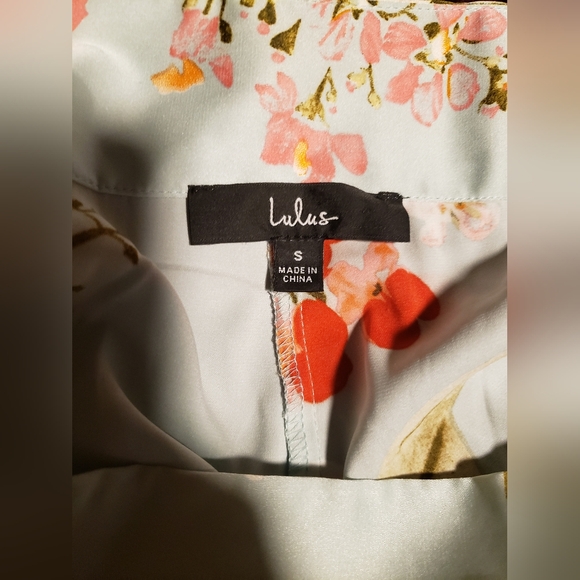 LULU'S NWOT Women's Mint Green Floral Silk Pants - Picture 4 of 7